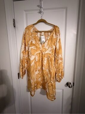 H&M Mustard and Cream Floral Mini Dress